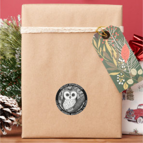 Watercolor cute owl return address classic round sticker
