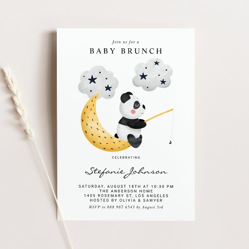 Watercolor Cute Panda Twinkle Twinkle Baby Brunch Invitation