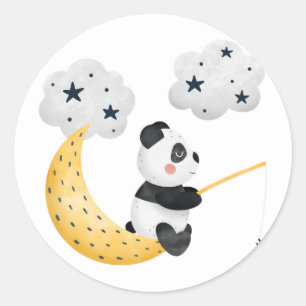 Watercolor Cute Panda Twinkle Twinkle Baby Shower Classic Round Sticker