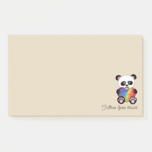 Watercolor Cute Panda With Rainbow Heart Post-it Notes