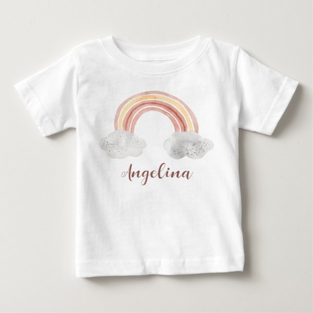 Watercolor cute pastel rainbow name personalized baby T-Shirt (Front)