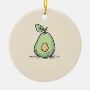 Watercolor Cute Pear Ceramic Ornament