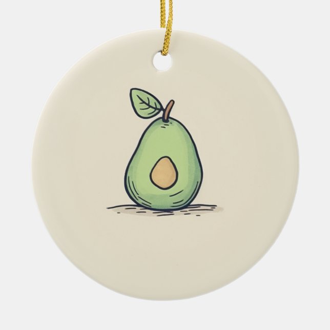 Watercolor Cute Pear  Ceramic Ornament (Front)