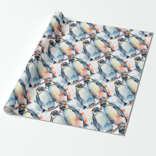 Watercolor Cute Penguin Animal Wildlife Nature Wrapping Paper