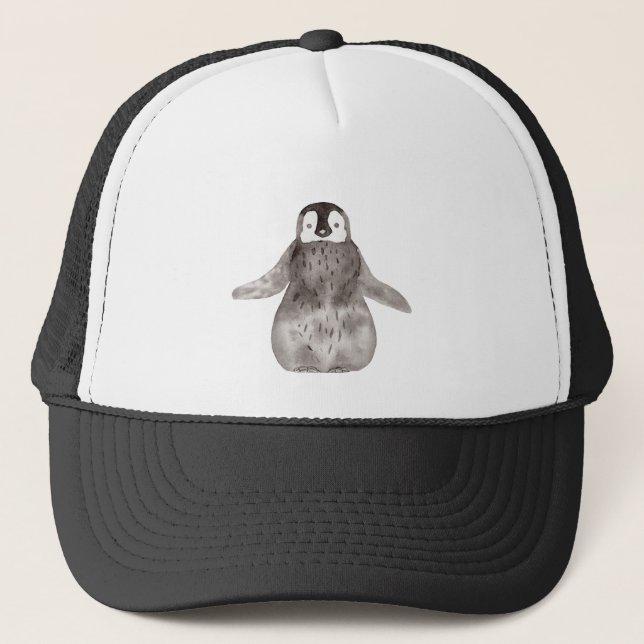 Watercolor Cute Penguin  Trucker Hat (Front)