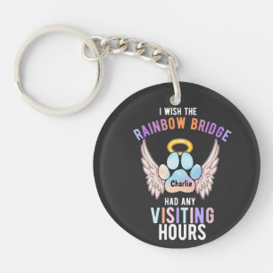Watercolor Cute Pet Paw Dog Cat Memorial Wings Keychain