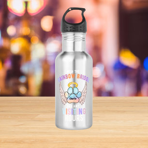 Watercolor Cute Pet Paw Dog Cat Memorial Wings Stainless Steel Water Bottle