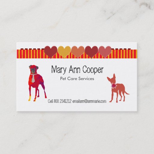 Customizable Cute Pet Services &amp; Pet Care Business Card
