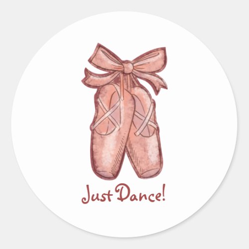Watercolor Cute Pink Ballet Shoes Personalized Classic Round Sticker