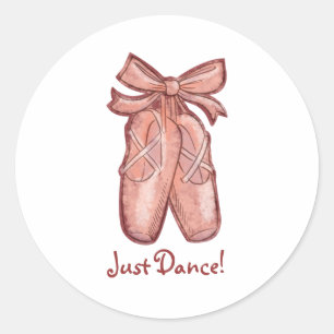 Watercolor Cute Pink Ballet Shoes Personalized Classic Round Sticker