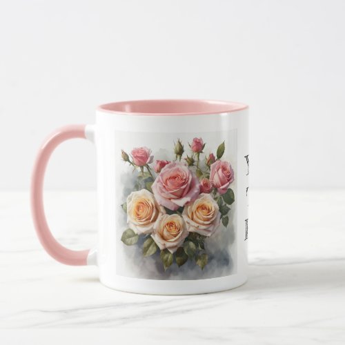Watercolor Cute Pink Roses Flower Floral Mug