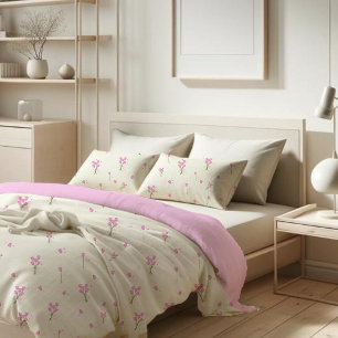 Watercolor Cute Pink Tulip Floral Botanical Duvet Cover