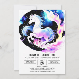 Watercolor Cute Pony Birthday Invitation