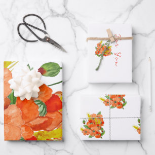 Watercolor cute poppy flowers wrapping paper sheets