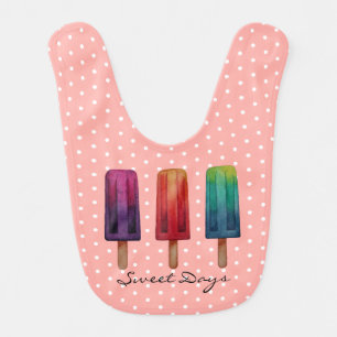 Watercolor Cute Popsicle Ice Creams Baby Bib