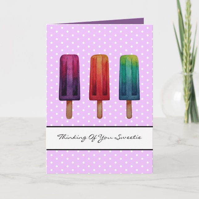 Watercolor Cute Popsicle Ice Creams Card (Front)