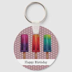 Watercolor Cute Popsicle Ice Creams Keychain
