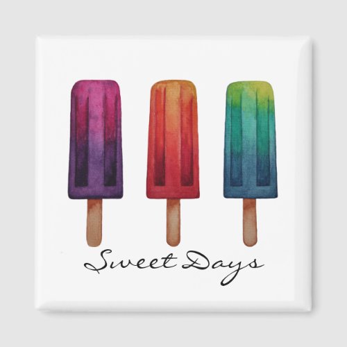 Watercolor Cute Popsicle Ice Creams Magnet