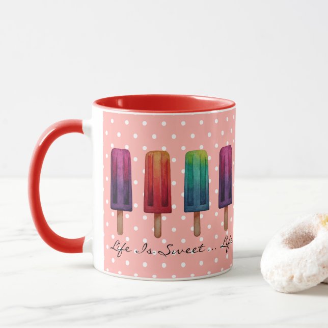 Watercolor Cute Popsicle Ice Creams Mug (With Donut)