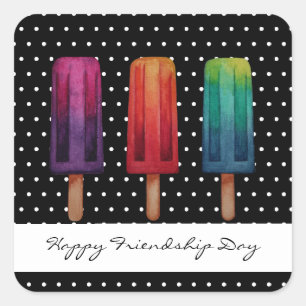 Watercolor Cute Popsicle Ice Creams Square Sticker