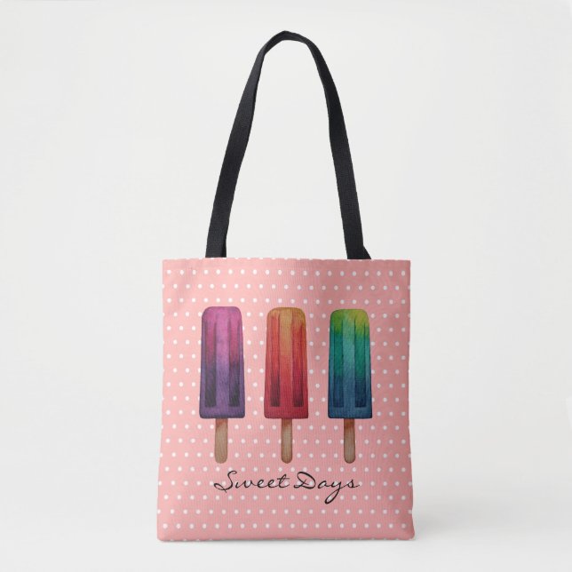 Watercolor Cute Popsicle Ice Creams Tote Bag (Front)