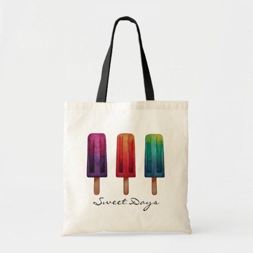 Watercolor Cute Popsicle Ice Creams Tote Bag