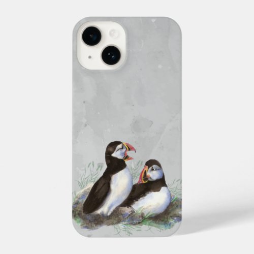 Watercolor Cute Puffin Birds Wildlife Nature Art iPhone 14 Case