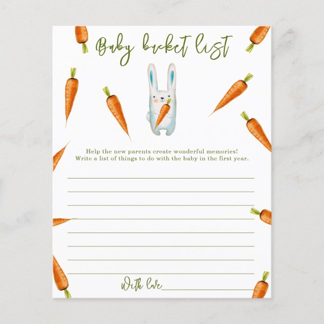 Watercolor cute rabbit - Baby bucket list (Front)