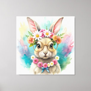 Watercolor Cute Rabbit  Canvas Print
