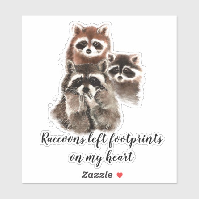 Watercolor Cute Raccoon Quote Animal Custom Name Sticker (Sheet)