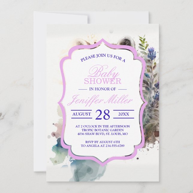 Watercolor Cute Raccoon Spring Flowers             Invitation (Front)