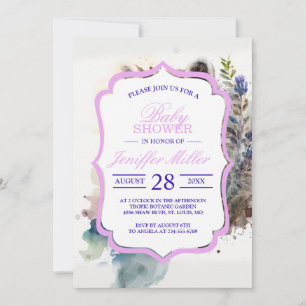 Watercolor Cute Raccoon Spring Flowers Invitation