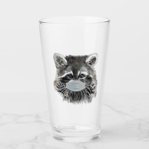 Watercolor Cute Raccoon Wash Your Hands Fun Glass