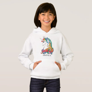 Watercolor cute rainbow unicorn hoodie