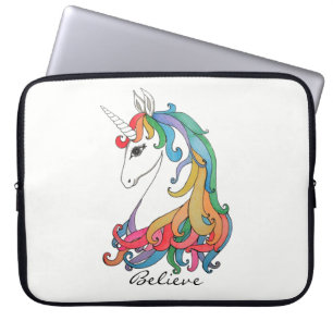 Watercolor cute rainbow unicorn laptop sleeve