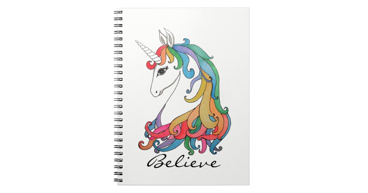Download Watercolor Cute Rainbow Unicorn Notebook Zazzle Com