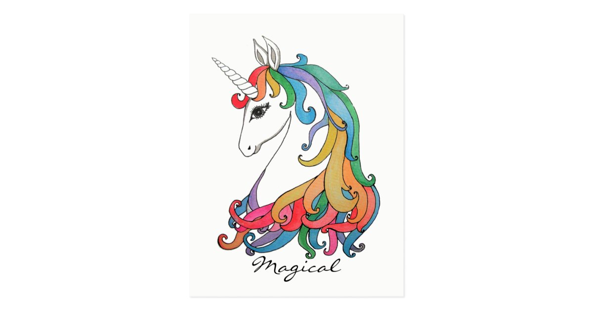 Download Watercolor cute rainbow unicorn postcard | Zazzle.com