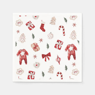 Watercolor Cute Red Christmas Winter Baby Shower Napkins