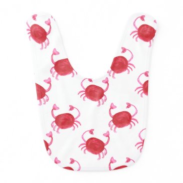 watercolor cute red crabs beach design bib