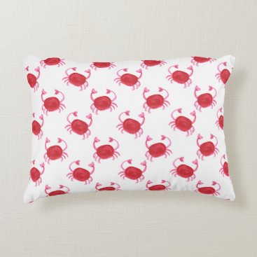 watercolor cute red crabs beach design decorative pillow