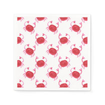 watercolor cute red crabs beach design paper napkins