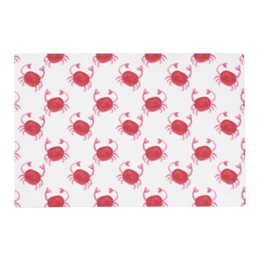 watercolor cute red crabs beach design placemat