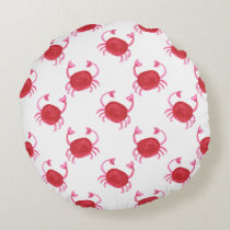 watercolor cute red crabs beach design round pillow