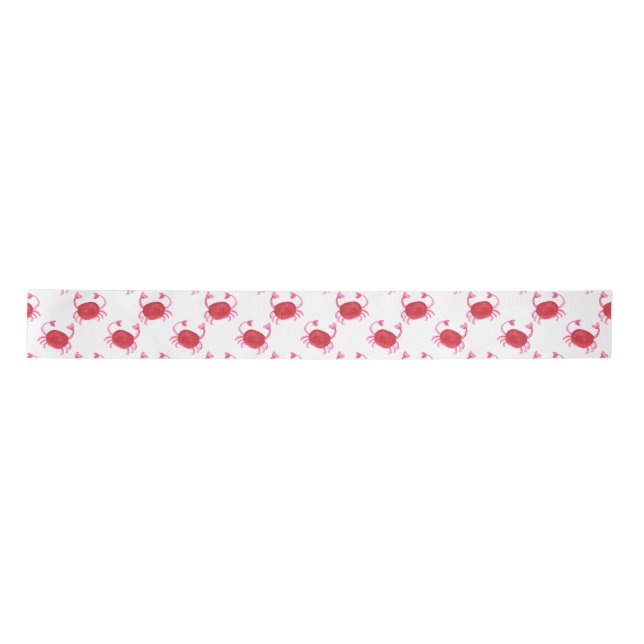 watercolor cute red crabs ribbon (Front)