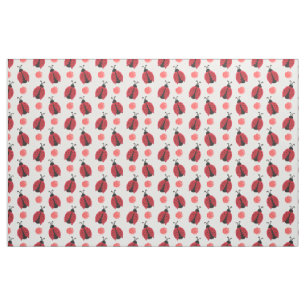 watercolor cute red ladybugs polkadots fabric