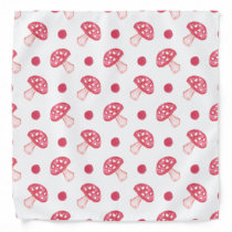 watercolor cute red mushrooms and polka dots bandana