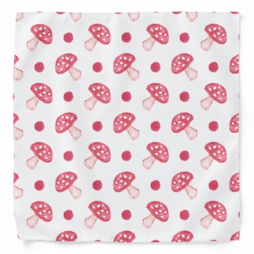 watercolor cute red mushrooms and polka dots bandana