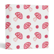 watercolor cute red mushrooms and polka dots binder