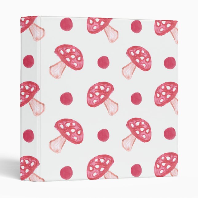 watercolor cute red mushrooms and polka dots binder (Front/Spine)