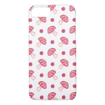 watercolor cute red mushrooms and polka dots iPhone 8/7 case